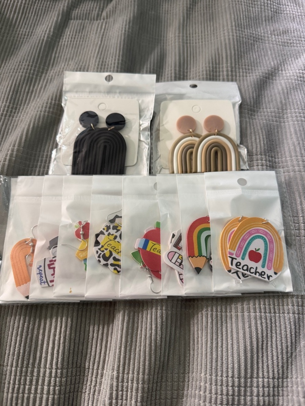 Rainbow Teacher Earrings Set  & - Neutral and Black Earrings